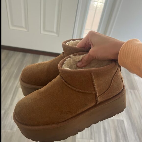 UGG Ultra Mini Platform Boots Chestnut Brown Women’s Size 6 - Picture 1 of 8